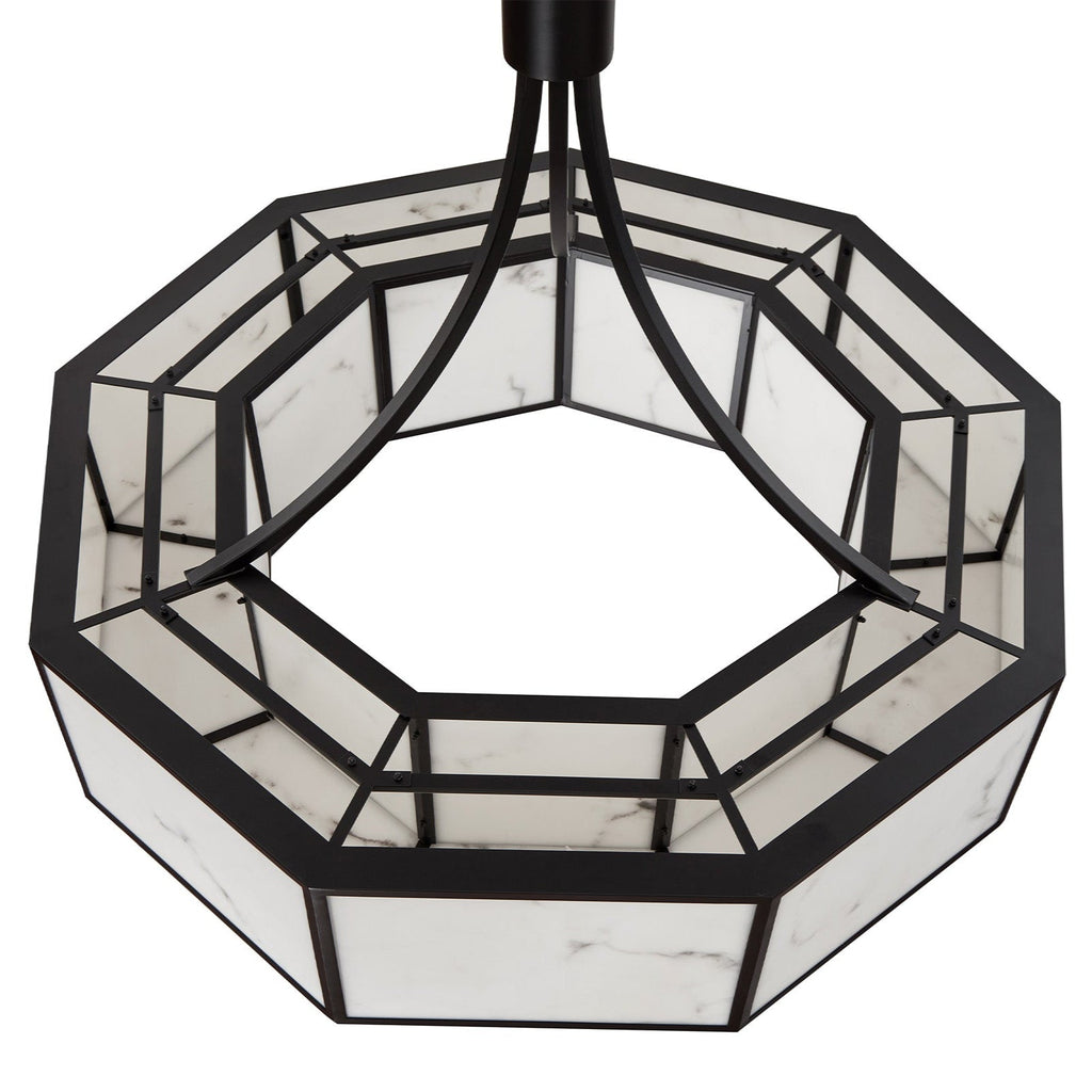 Allen Pendant Lamp - Black Metal & Alabaster Effect