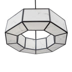 Allen Pendant Lamp - Black Metal & Alabaster Effect