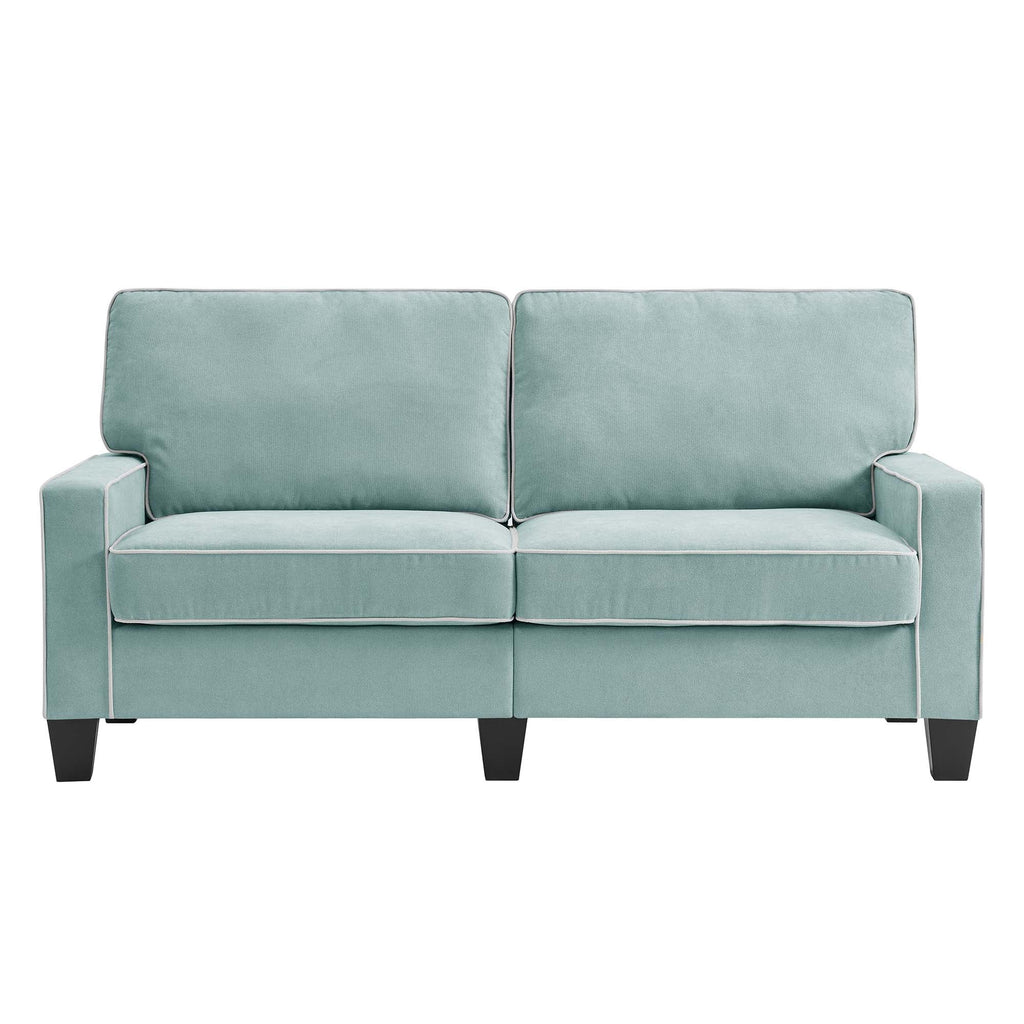 Sherbrook Large 2-Seater Mint Brushed Fabric Sofa with Contrasting Piping