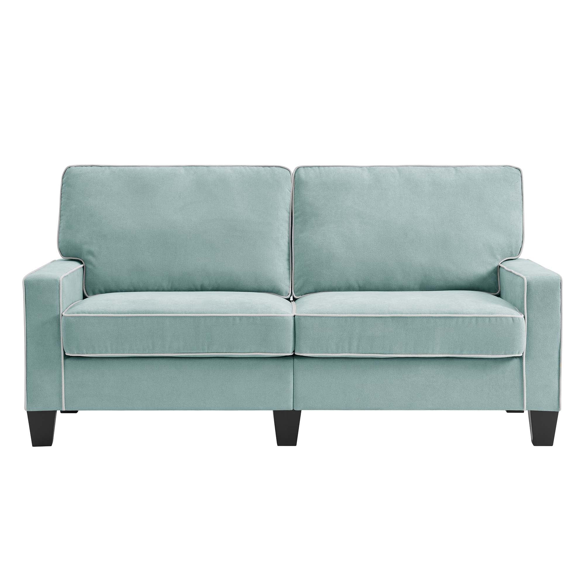 Sherbrook Large 2-Seater Mint Brushed Fabric Sofa with Contrasting Piping