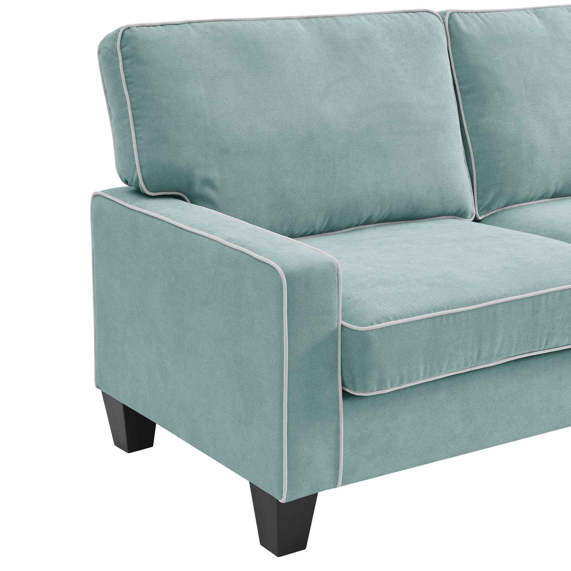 Sherbrook Large 2-Seater Mint Brushed Fabric Sofa with Contrasting Piping