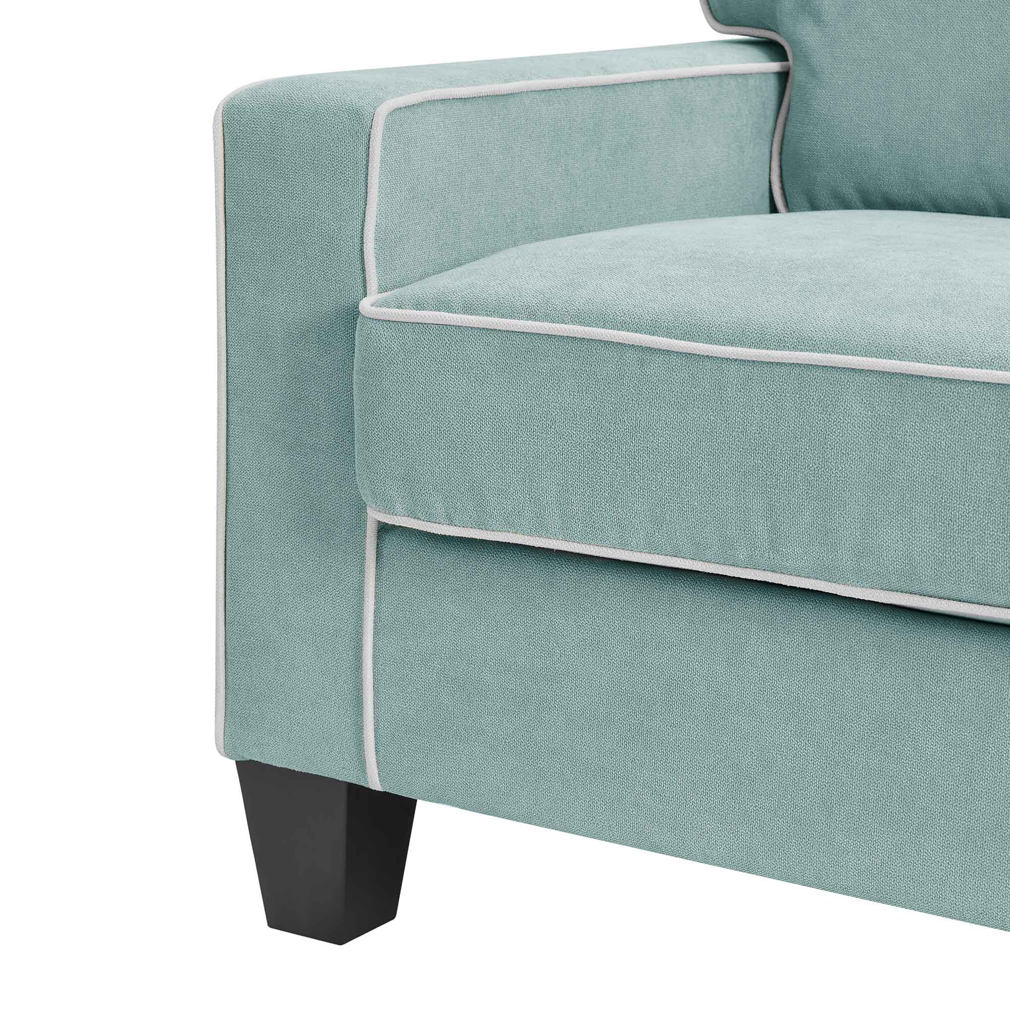 Sherbrook Large 2-Seater Mint Brushed Fabric Sofa with Contrasting Piping