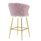 Kylie Set of 2 Pink Plush Shaggy Faux Fur Bar Stools
