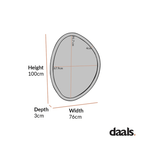 Edo Irregular Pebble Wall Wooden Mirror 100 x 76 cm, Walnut