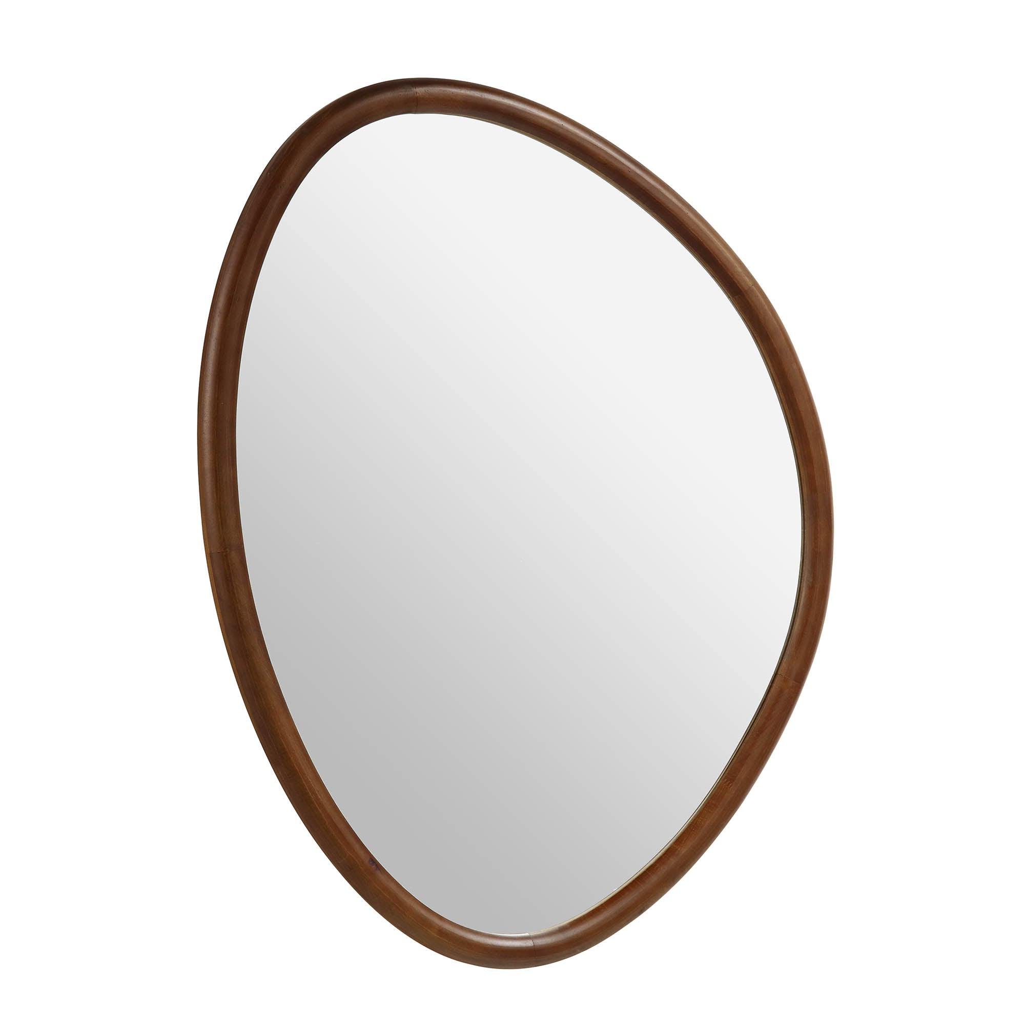 Edo Irregular Pebble Wall Wooden Mirror 100 x 76 cm, Walnut