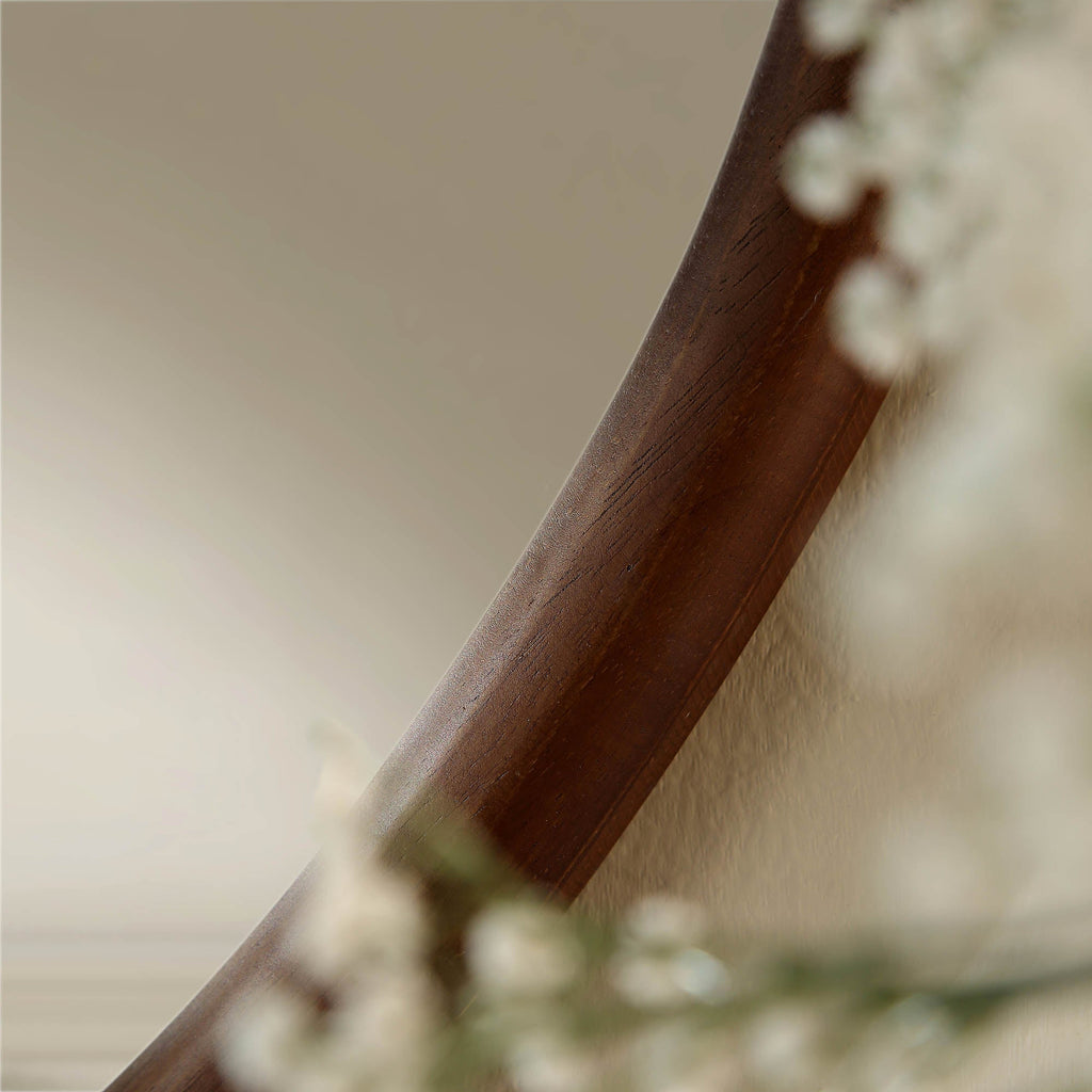 Edo Irregular Pebble Wall Wooden Mirror 100 x 76 cm, Walnut