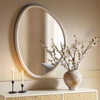 Edo Irregular Pebble Wall Wooden Mirror 100 x 76 cm, Washed White