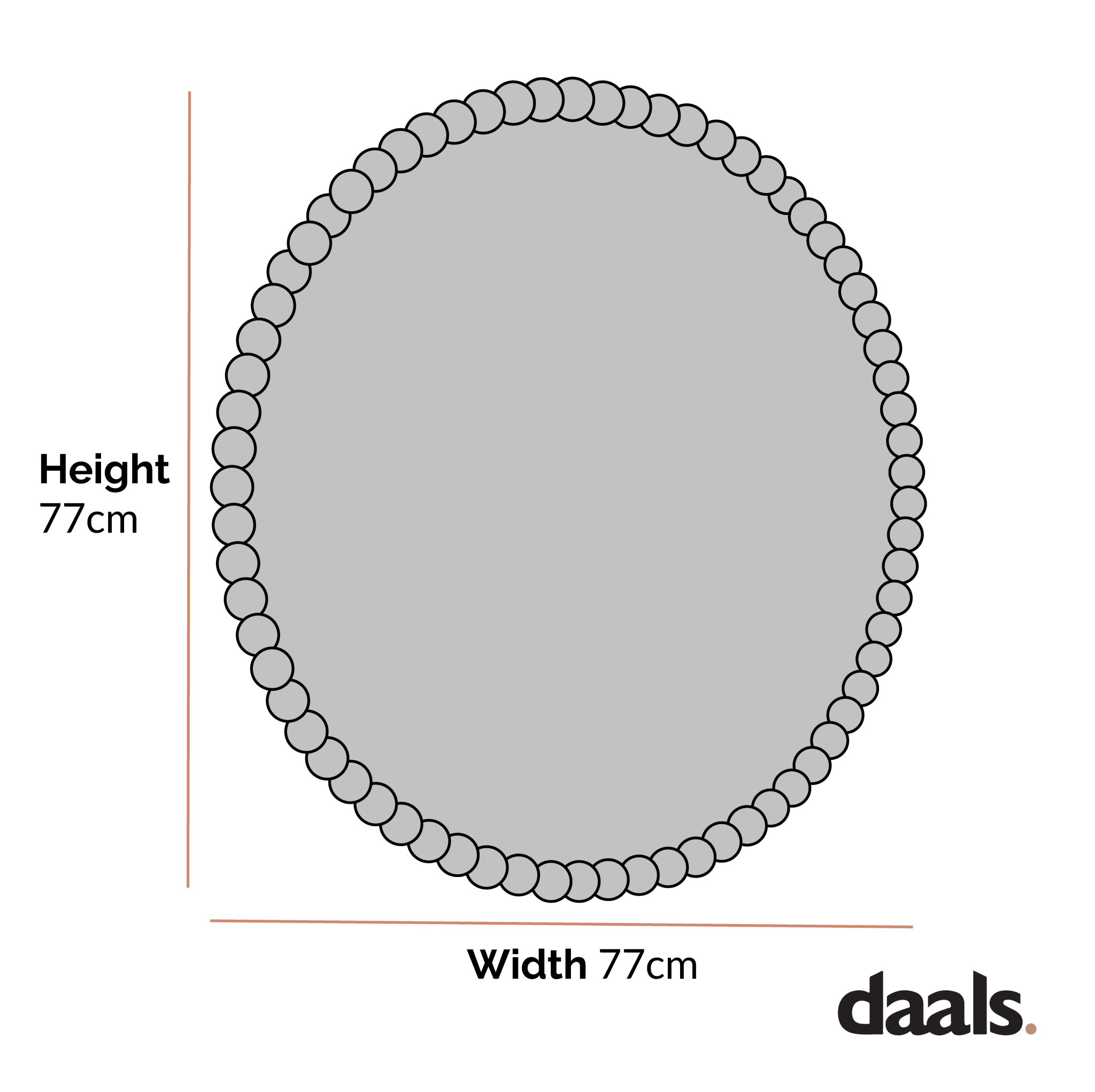 Luna Round Bobbin Wall Mirror 77 x 77 cm, Washed White