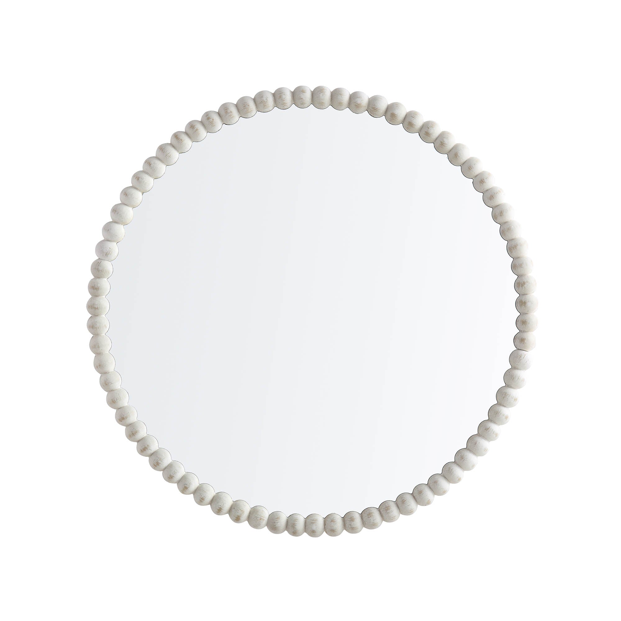 Luna Round Bobbin Wall Mirror 77 x 77 cm, Washed White