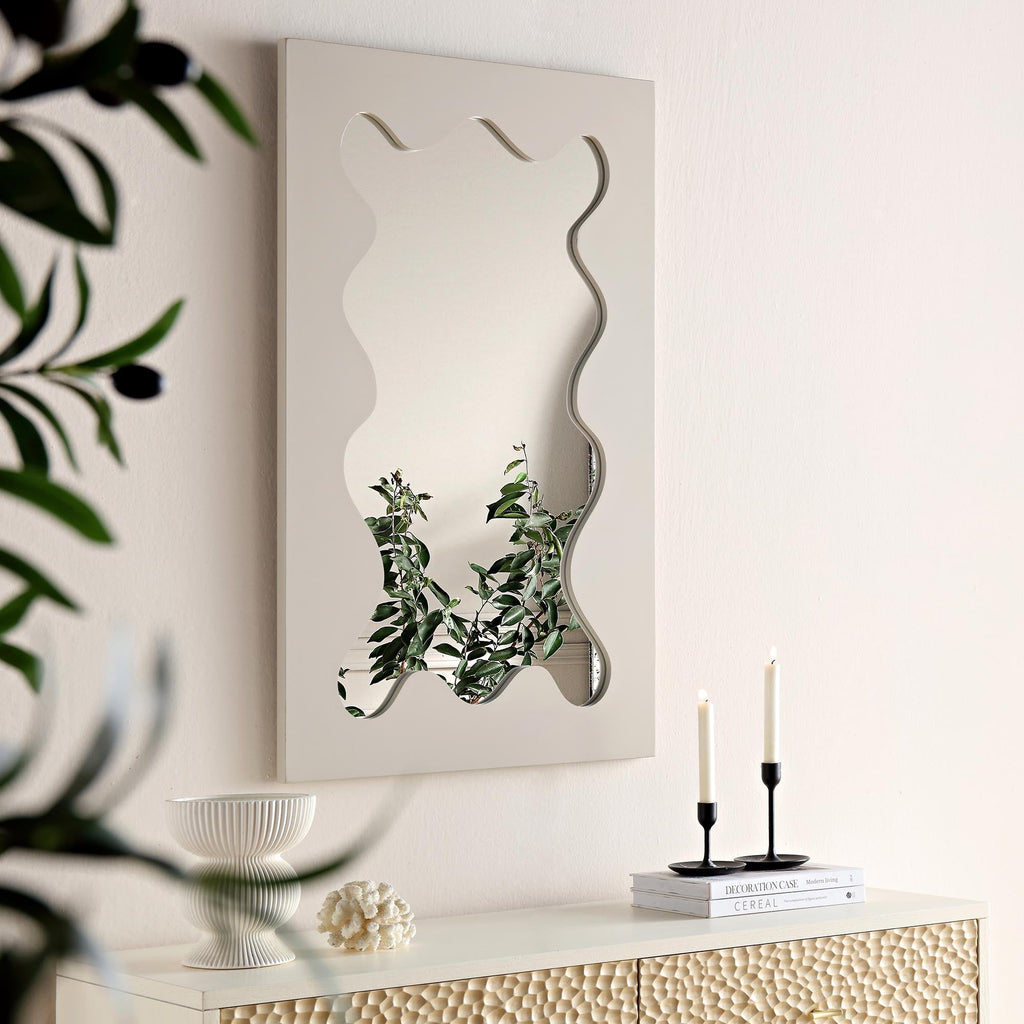 Destin Wave Mirror 100 x 60 cm, Taupe Gloss