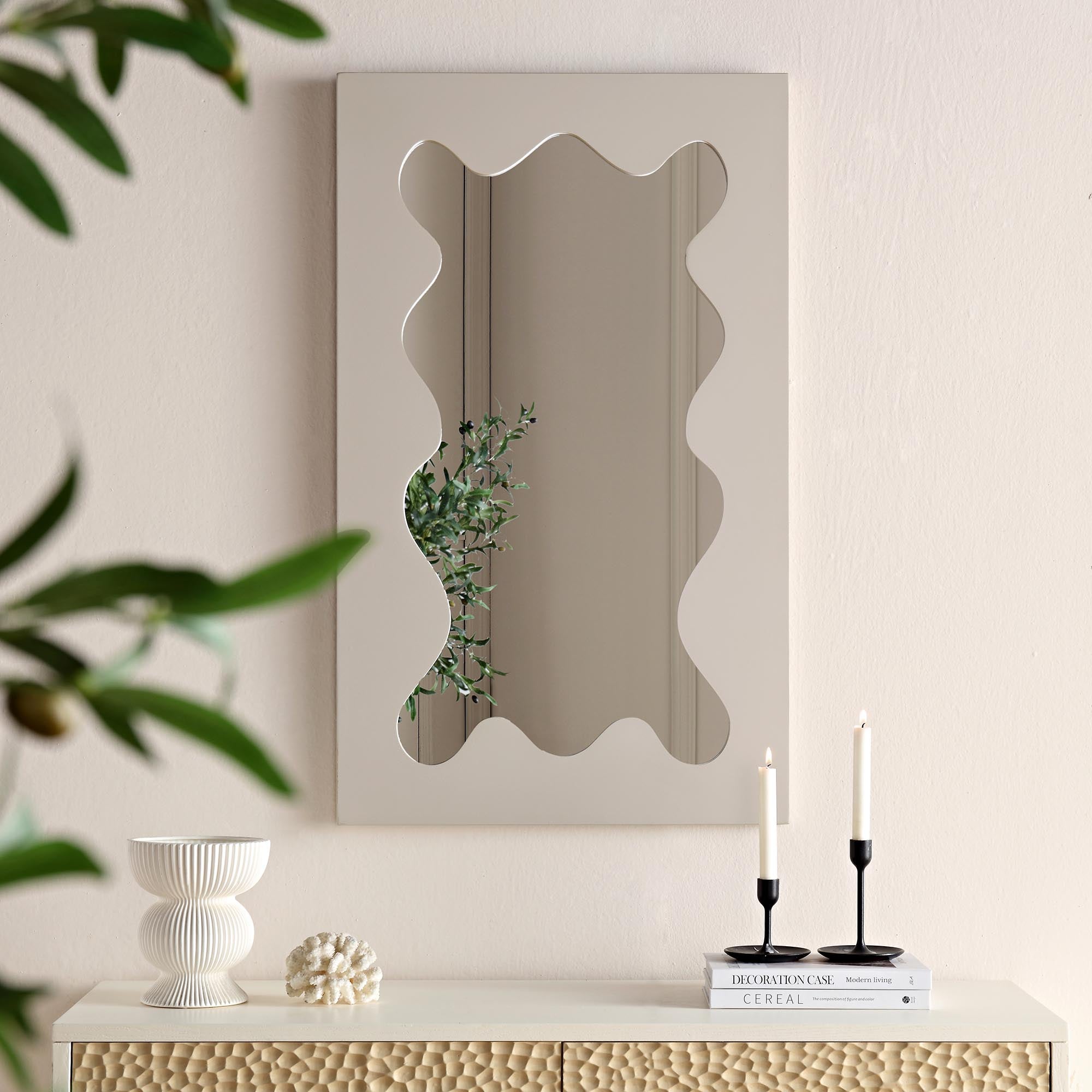 Destin Wave Mirror 100 x 60 cm, Taupe Gloss