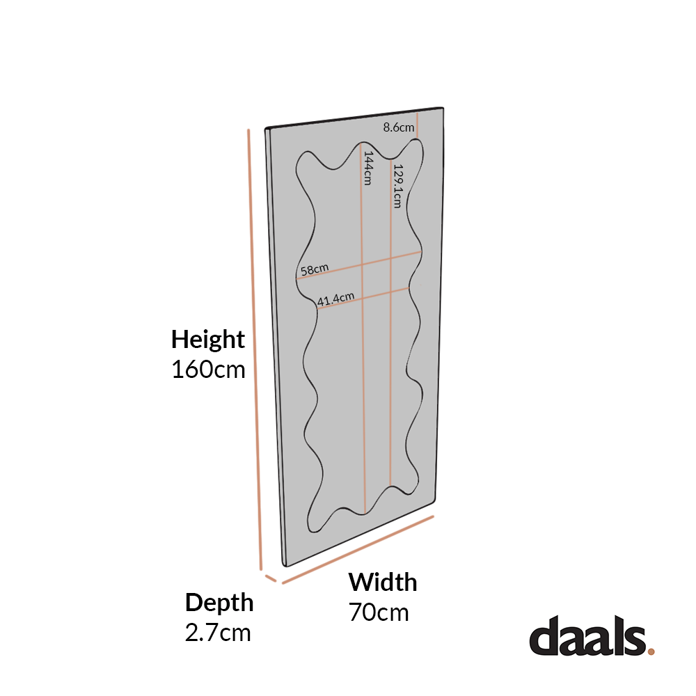 Destin Wave Mirror 160 x 70 cm, White Matte