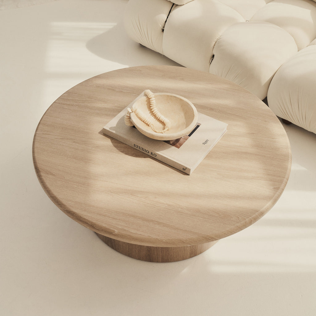 Madison - Large Washed Wood Round Wooden Coffee Table