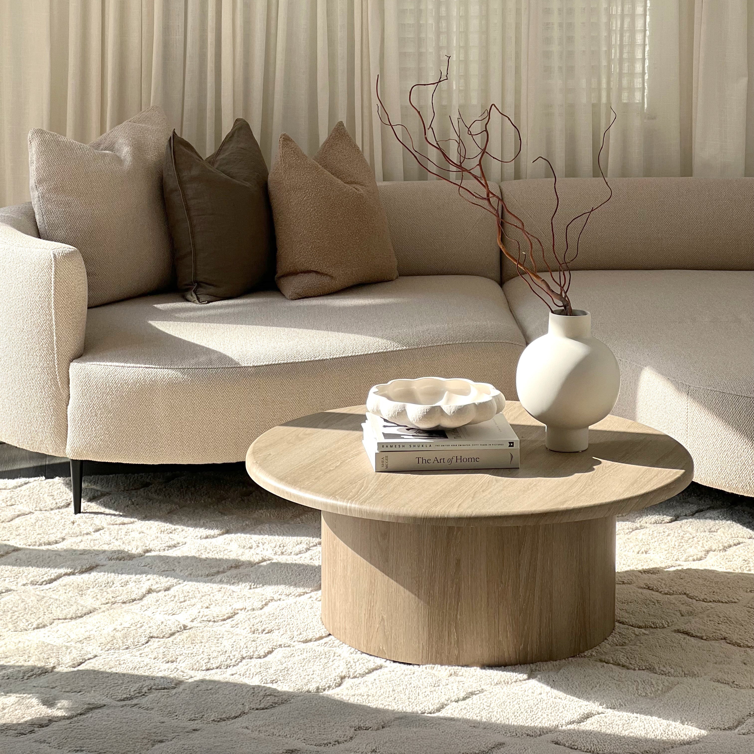 Madison - Large Washed Wood Round Wooden Coffee Table