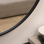 Metro - Large Black Metal Round Wall Mirror 90cm x 90cm