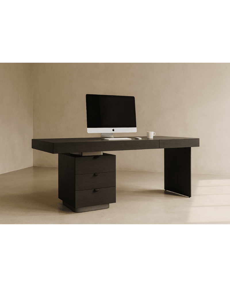 Oston Left Drawers Desk - Grey