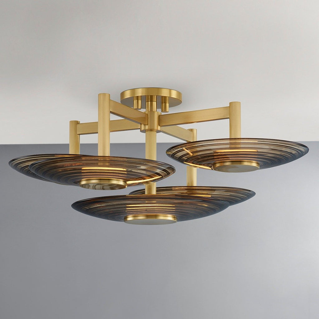 Griston 5 Light Semi Flush - Aged Brass