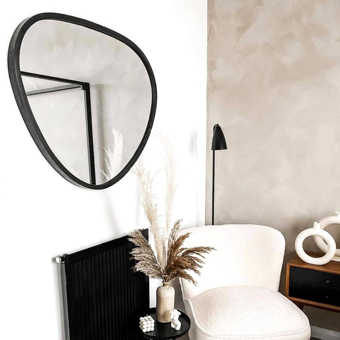 Pebble - Large Black Irregular Metal Wall Mirror 110cm x 90cm