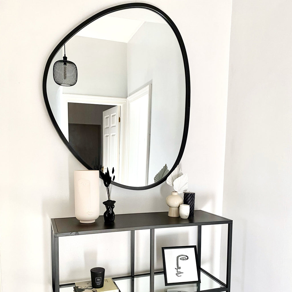 Pebble - Large Black Irregular Metal Wall Mirror 110cm x 90cm