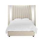 Piper Luxury Mirror Panelled Upholstered Bed - Cream