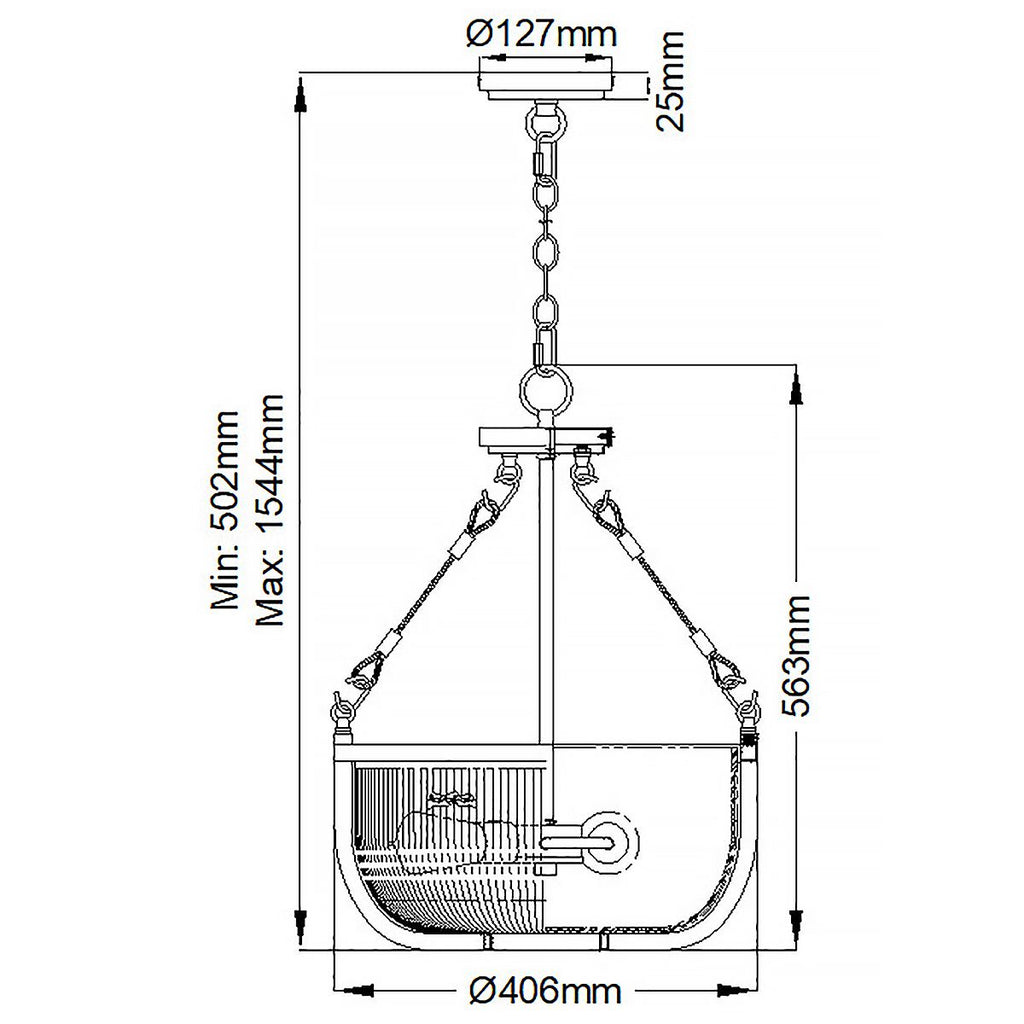 Roux 3 Light Semi-Flush Pendant Light