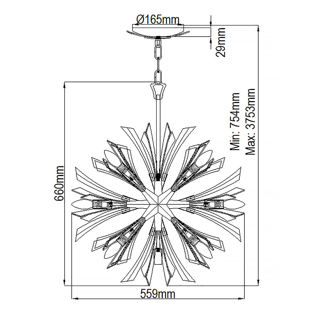 Vida 13 Light Small Pendant Light
