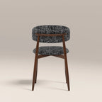 Halston Dining Chair | Bauhaus Wave Monochrome Fabric & Walnut