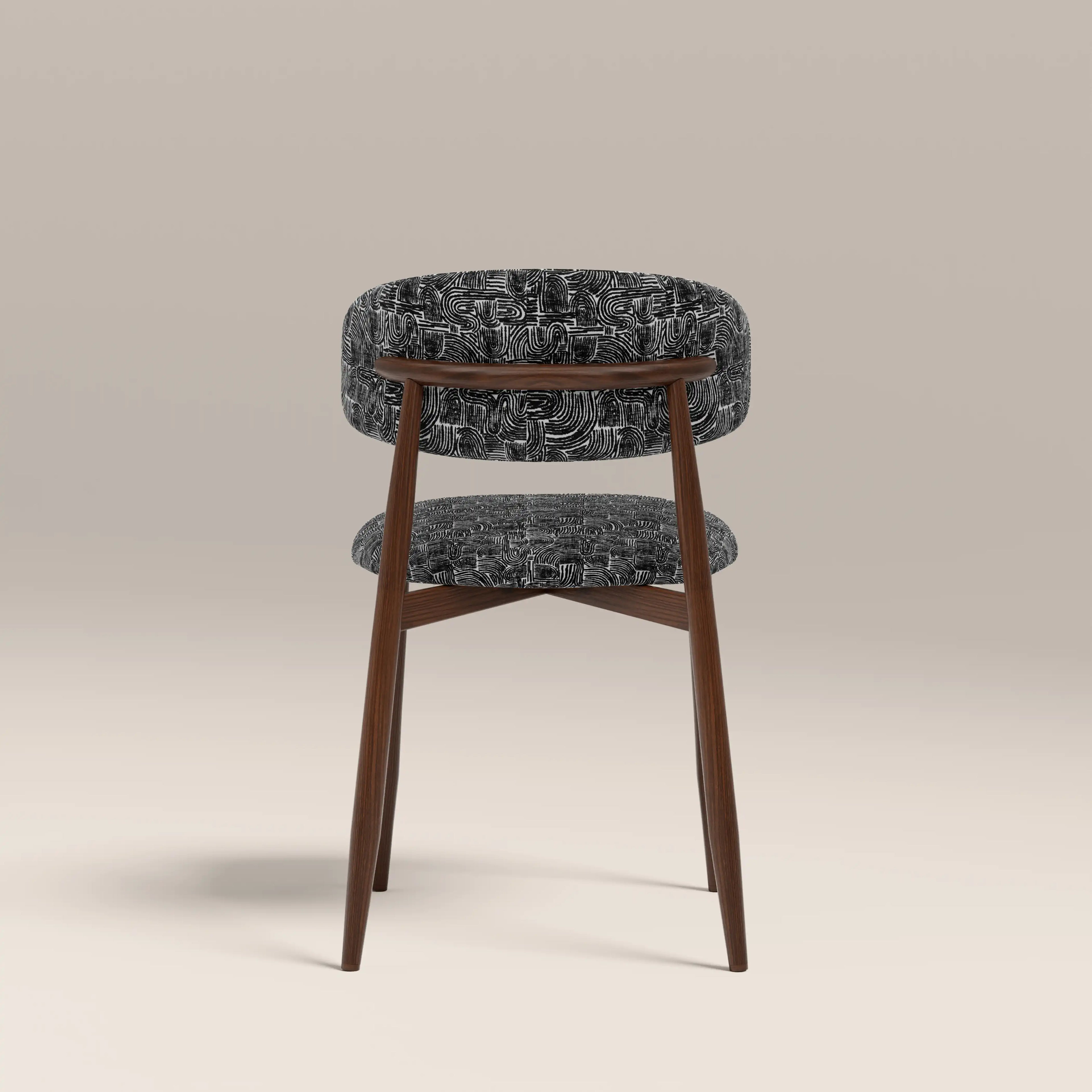 Halston Dining Chair | Bauhaus Wave Monochrome Fabric & Walnut
