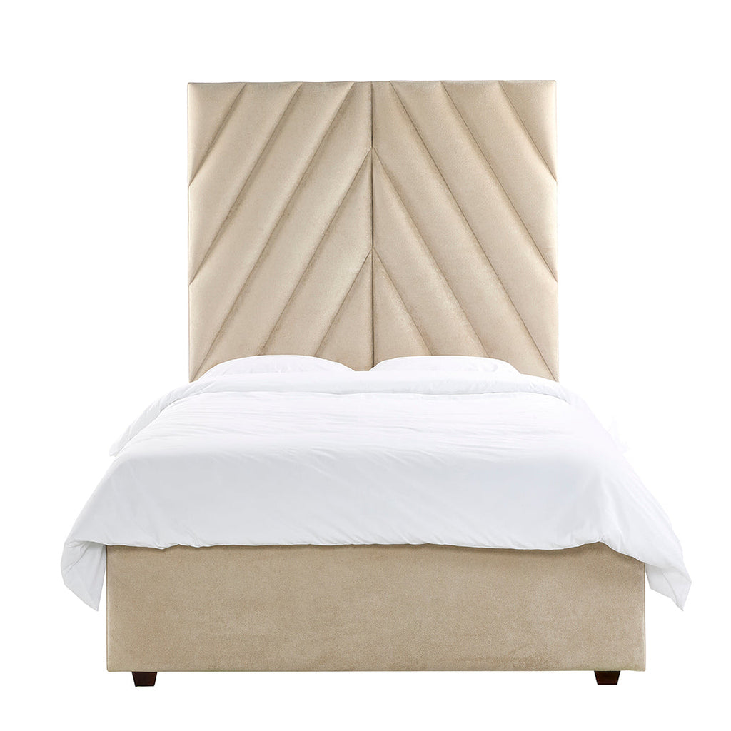 Rebecca Luxury Panelled Upholstered Bed - Stone