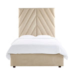 Rebecca Luxury Panelled Upholstered Bed - Stone