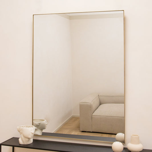 Theo - Gold Rectangular Metal Large Wall Mirror 120cm x 90cm