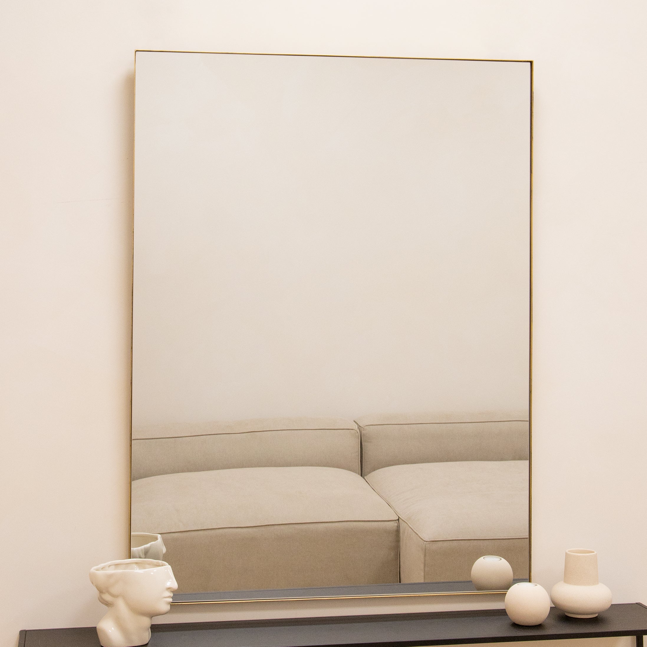 Theo - Gold Rectangular Metal Large Wall Mirror 120cm x 90cm