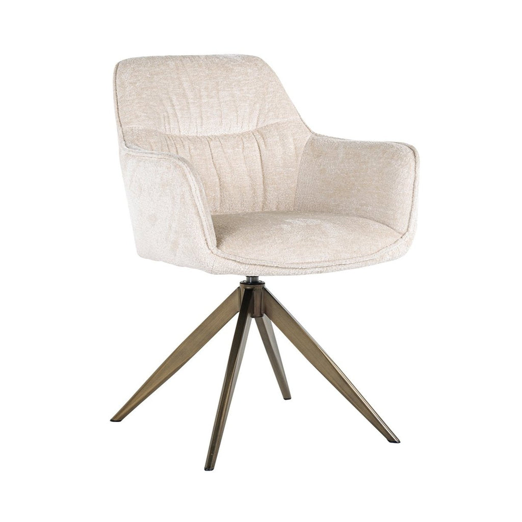 Aline Swivel Chair - White Chenille Velvet
