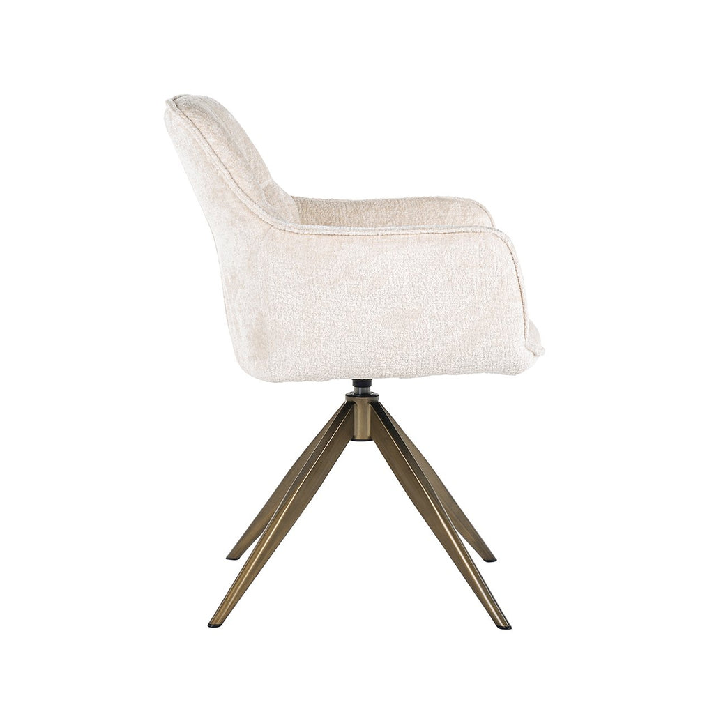 Aline Swivel Chair - White Chenille Velvet