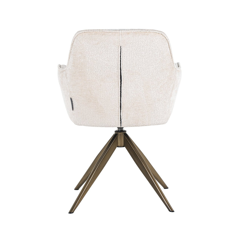 Aline Swivel Chair - White Chenille Velvet