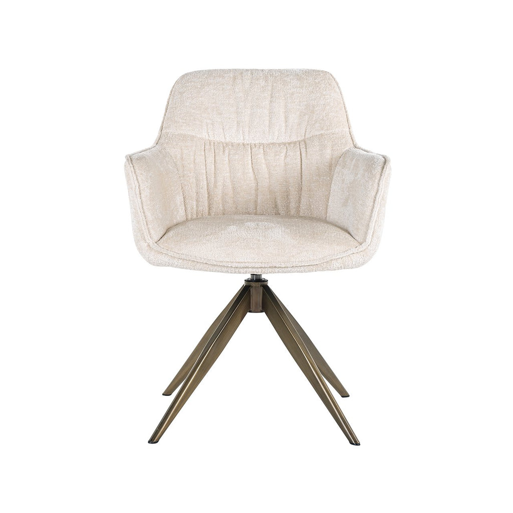 Aline Swivel Chair - White Chenille Velvet