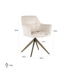 Aline Swivel Chair - White Chenille Velvet