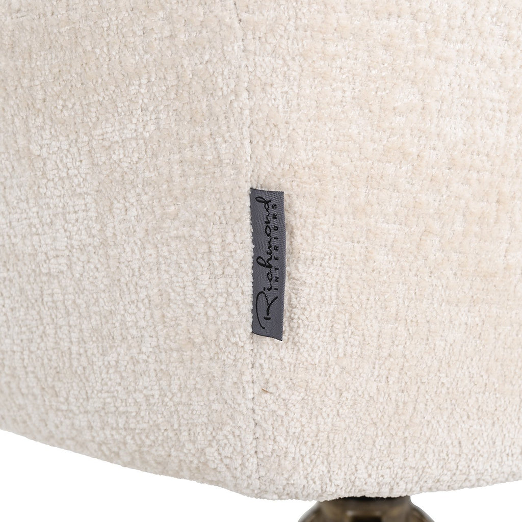 Aline Swivel Chair - White Chenille Velvet