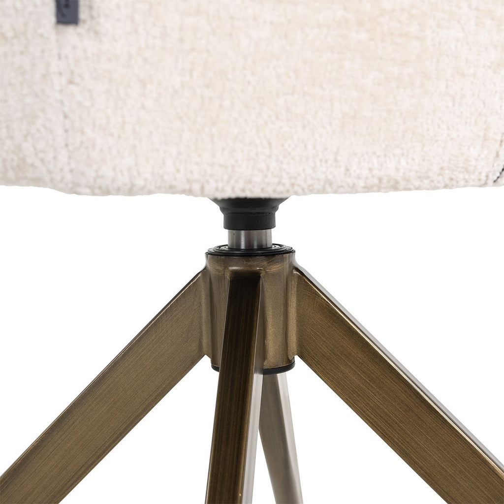 Aline Swivel Chair - White Chenille Velvet