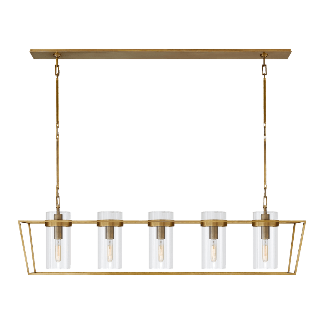 Presidio Large Linear Lantern - Antique Brass with Clear Glass