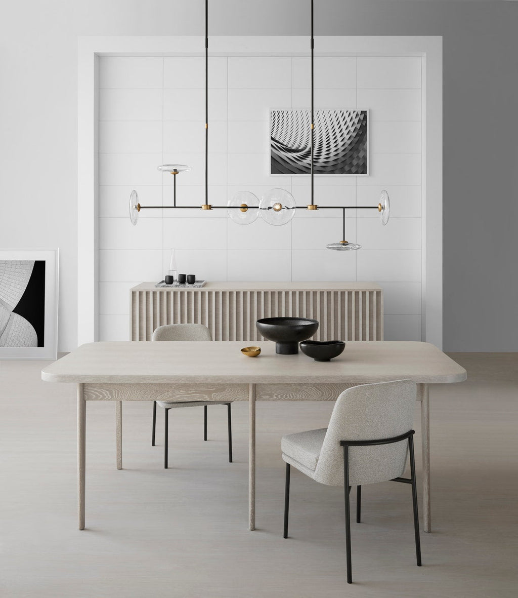 Calvino Large Linear Chandelier - Aged Iron & Antique Brass with Clear Glass