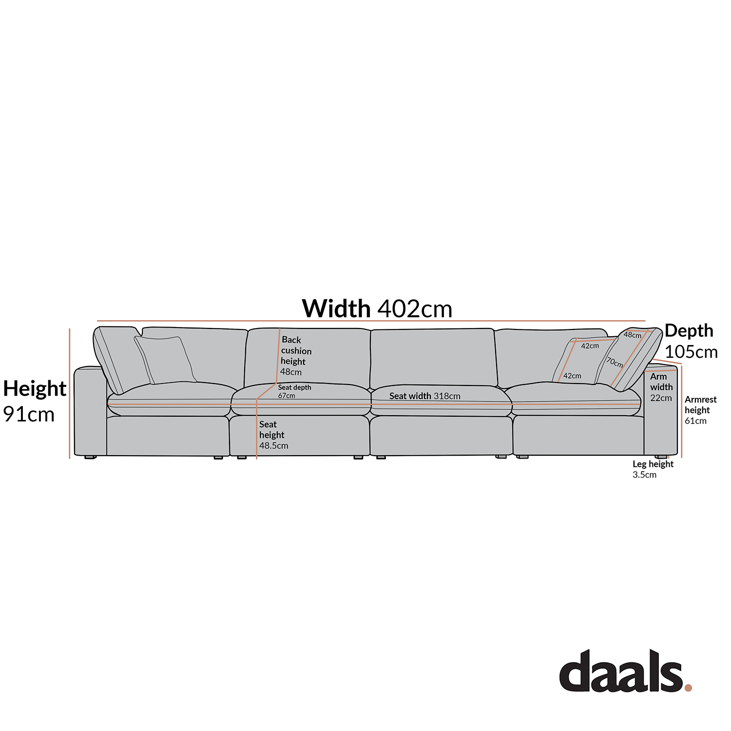 Lutyens Light Grey Linen Blend Modular Sofa, 4-Piece
