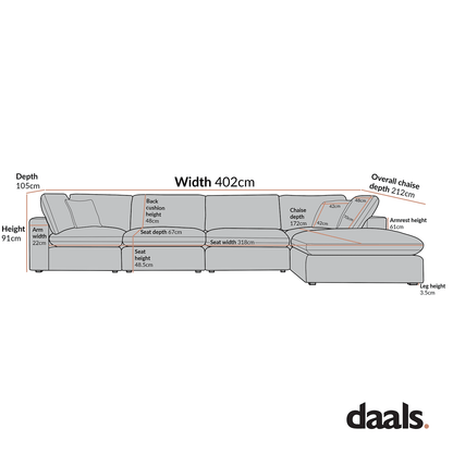 Lutyens Taupe Boucle Modular Sofa, 4-Piece Chaise