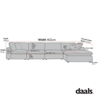 Lutyens Oatmeal Weave Fabric Modular Sofa, 4-Piece Chaise