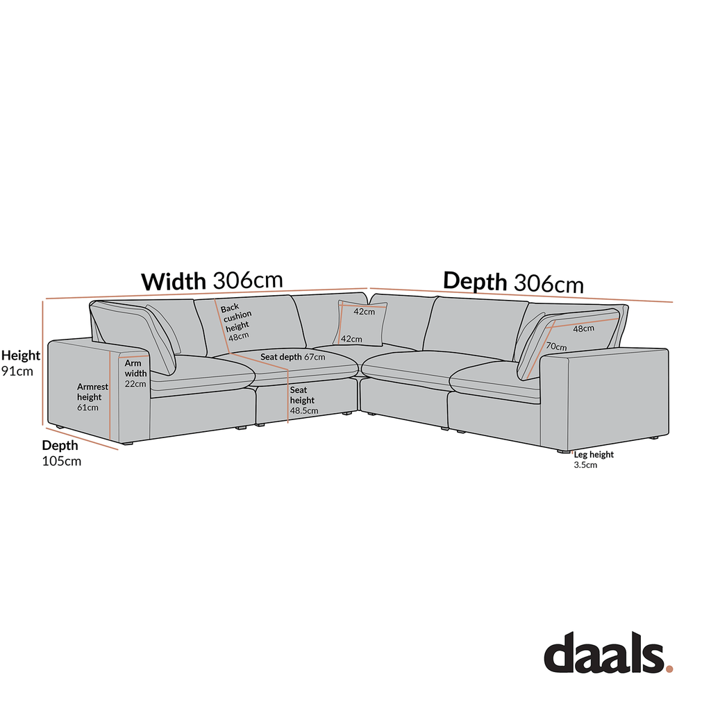 Lutyens Taupe Boucle Modular Sofa, 5-Piece Corner Set