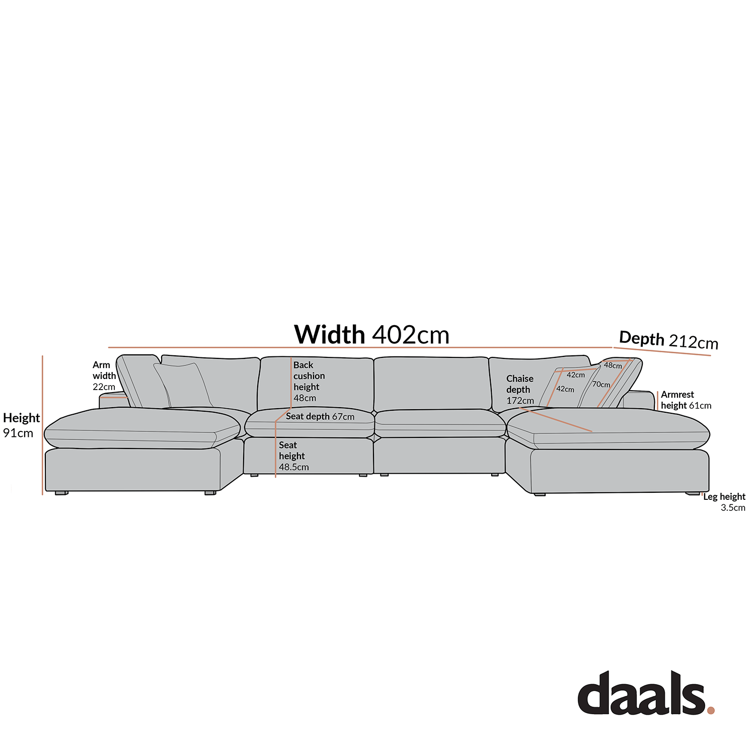 Lutyens Beige Linen Blend Modular Sofa, 6-Piece U-Shape Set
