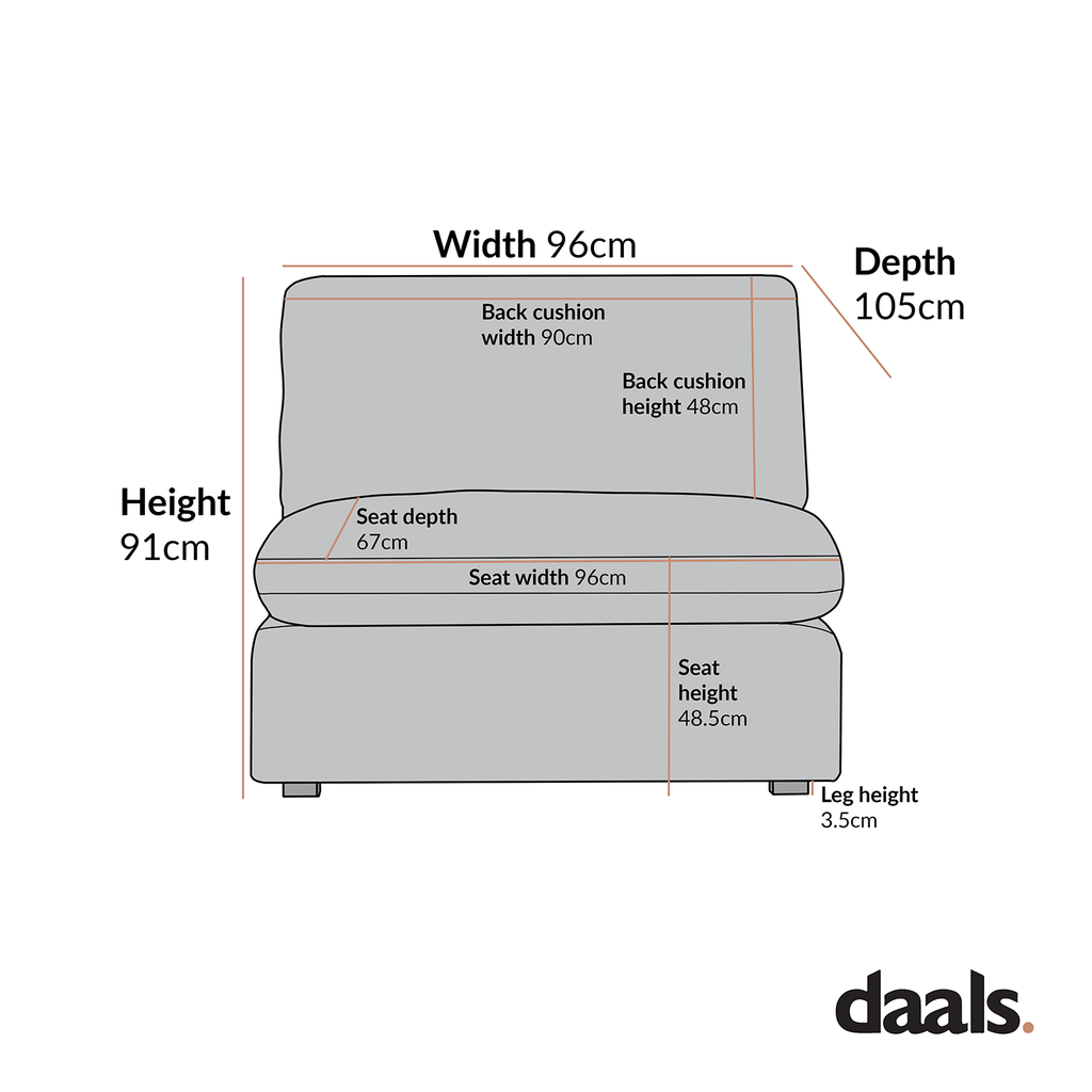 Lutyens Moss Green Velvet Modular Sofa, Armless Seat
