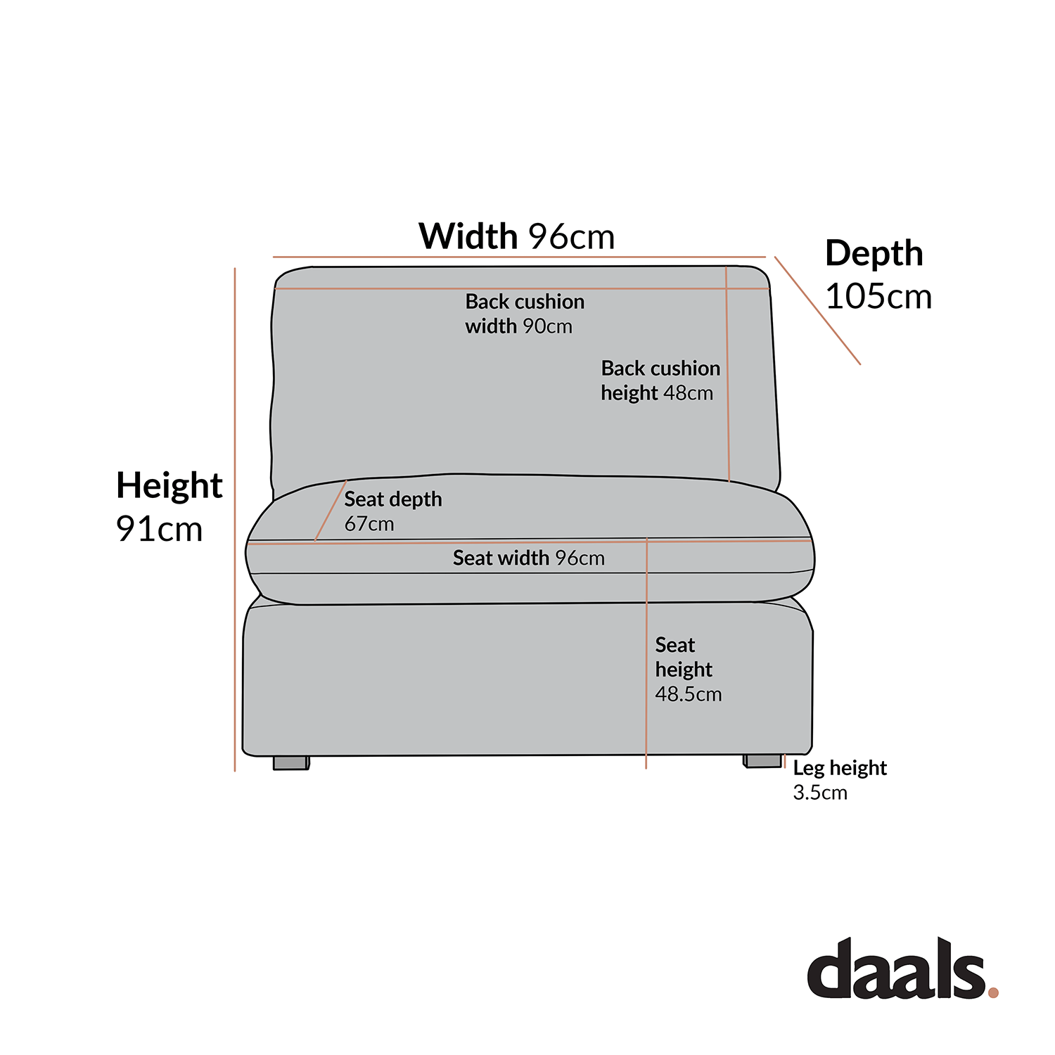 Lutyens Taupe Boucle Modular Sofa, Armless Seat