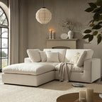 Lutyens Beige Linen Blend Modular Sofa, 2-Piece Chaise