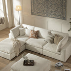 Lutyens Beige Linen Blend Modular Sofa, 3-Piece Chaise